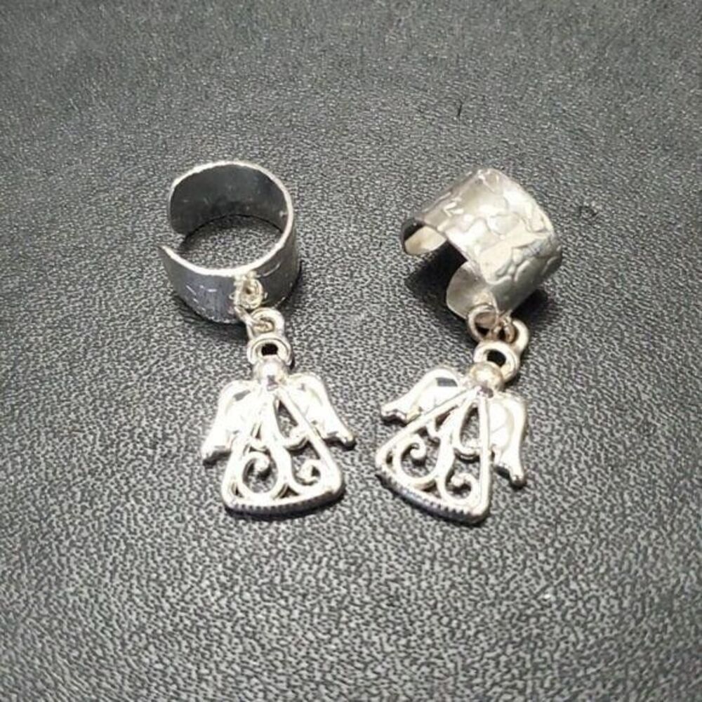 Avon silver tone dangling angel ear cuffs